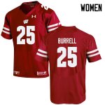 Women's Wisconsin Badgers NCAA #25 Eric Burrell Red Authentic Under Armour Stitched College Football Jersey OX31H30WK